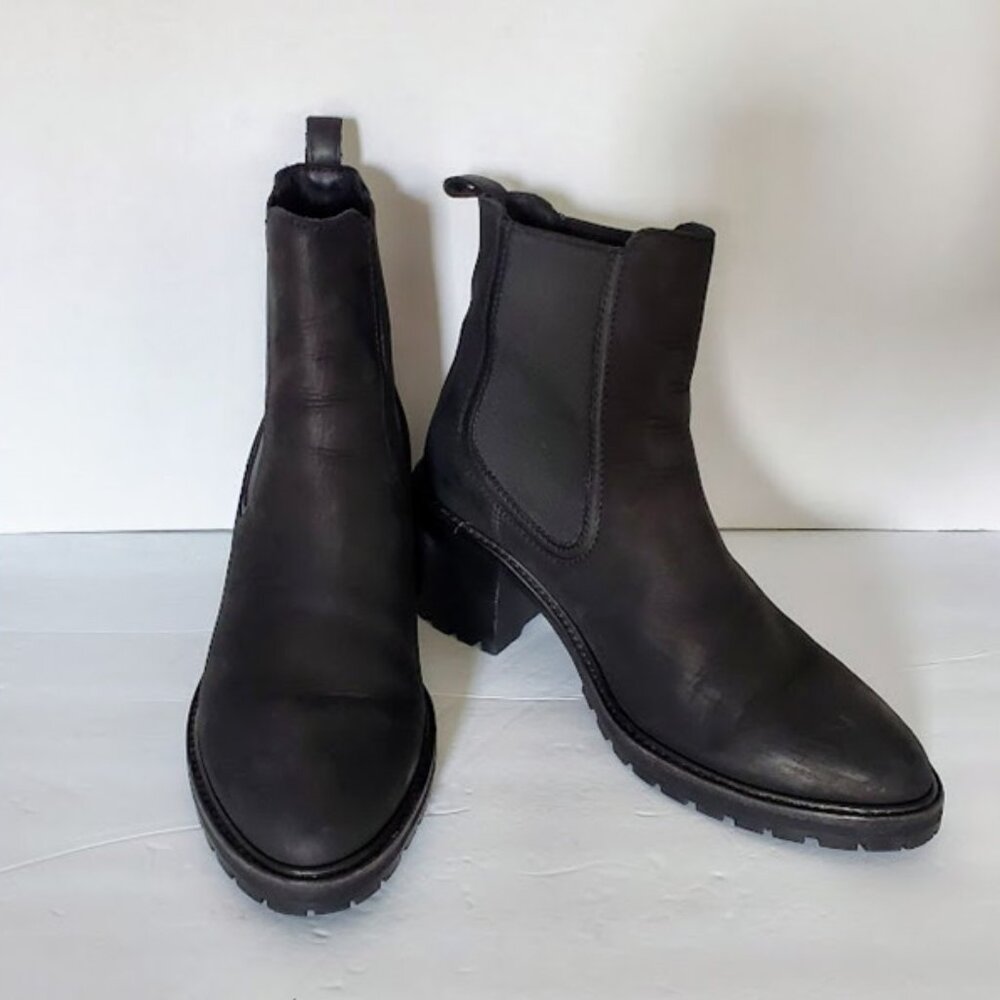 Thursday Knockout Black Matte Leather Boots Chelsea Rubber Lug Sole Moto Size 9 - Picture 3 of 12